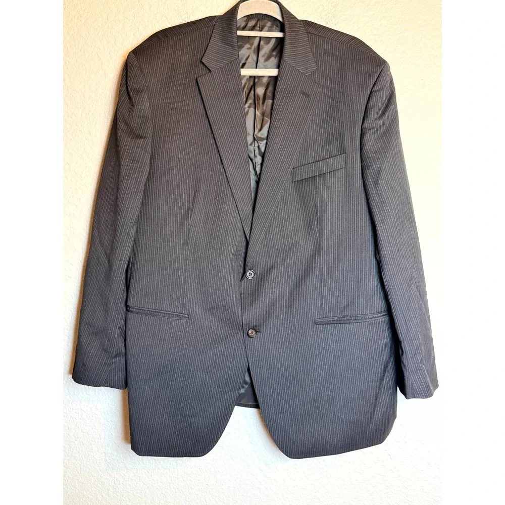 Lauren Ralph Lauren Jacket Men 46R Black Wool Striped Utility Press Low Moisture